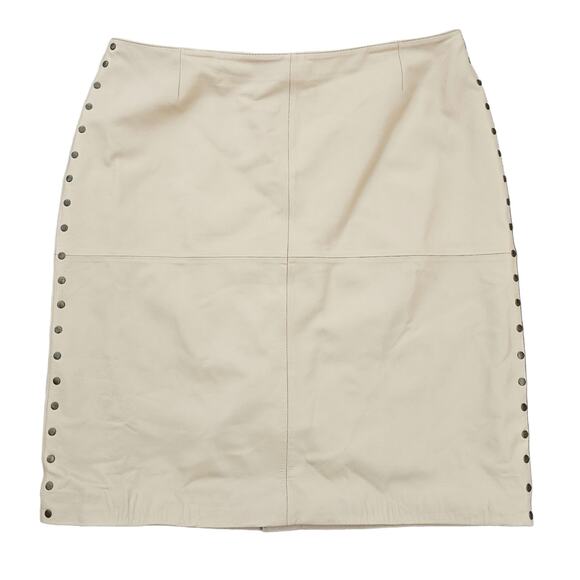 Beige Studded Leather Skirt Plus Size 1X Pamela McCoy Collections Stud Detail - Picture 1 of 5